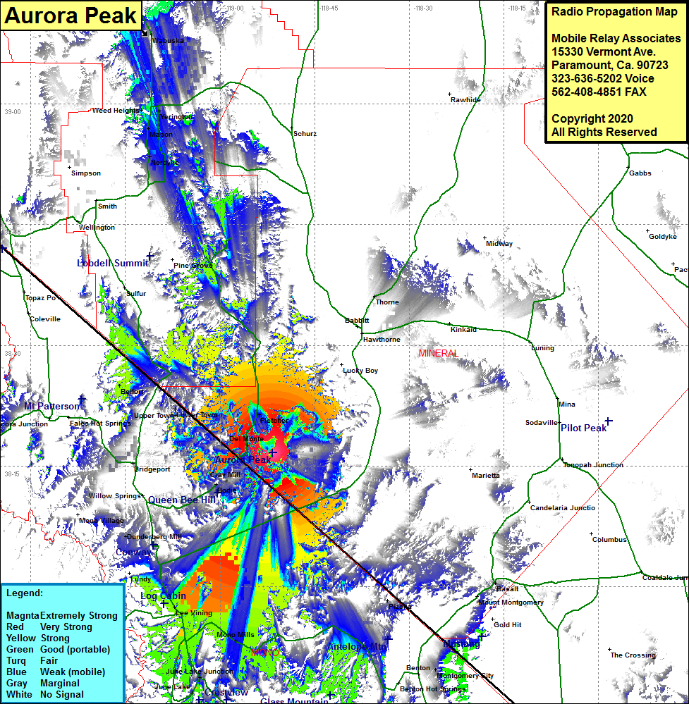 heat map radio coverage Aurora Peak